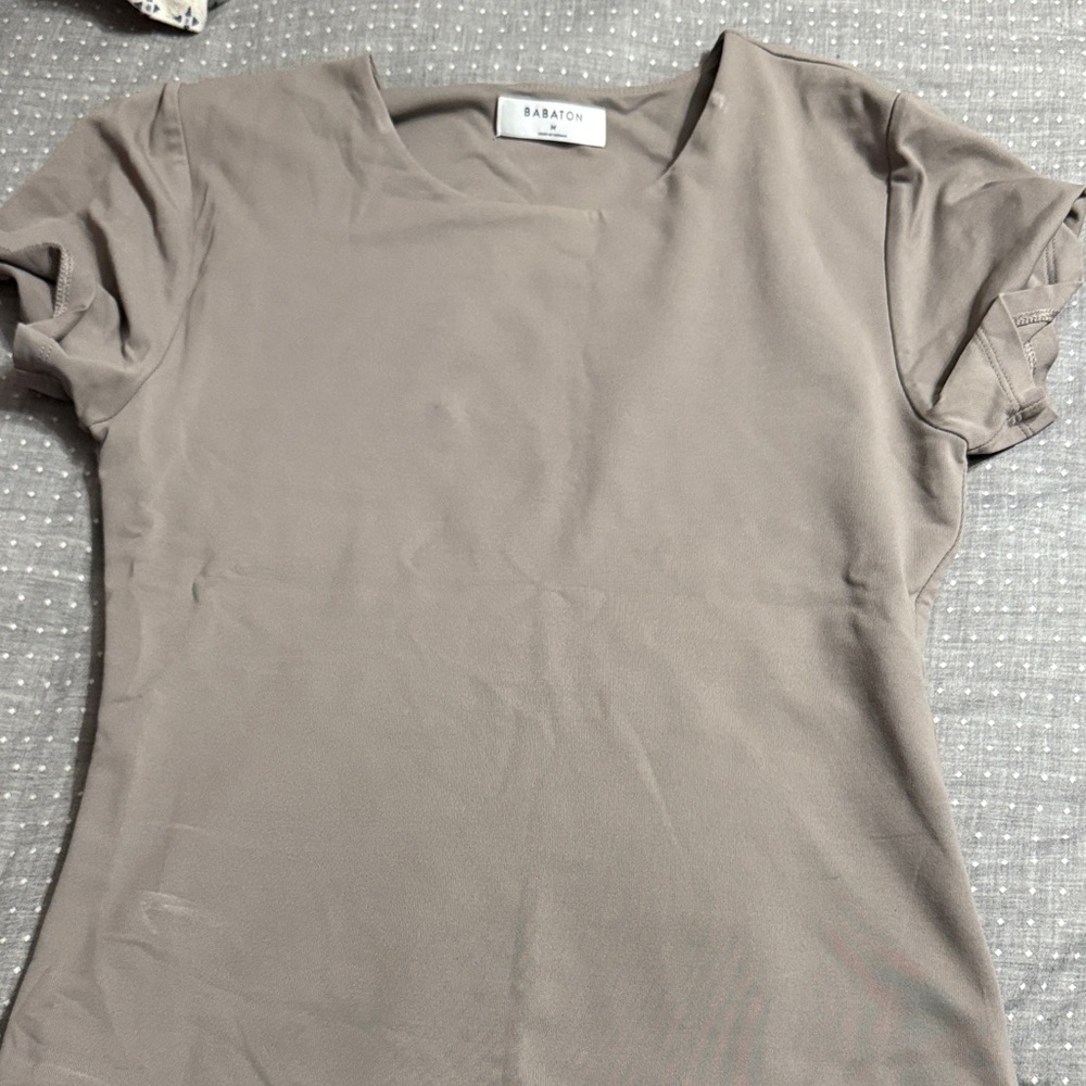 Babaton Women's Beige Short Sleeve Tee BodySuit